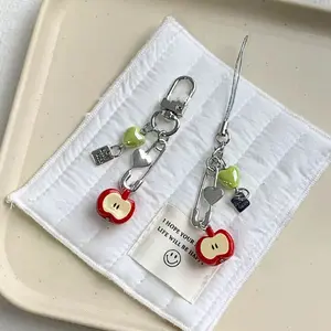 Game Love and Deepspace Caleb Cosplay Heart Cute Keychain Set, Alloy Fruit Pendant Keyring, Phone Chain Accessory, Cosplay Prop Gift