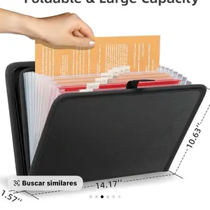 Fireproof Accordion File Organizer Portable Expanding File Folder with Waterproof Zipper & Labels Black Document Organizer with 13 Pockets 14.17 x 10.63 x 1.57 inches