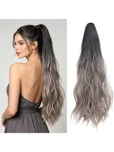 Clip-In Ponytail Wig, 17.7 Inch Wave Synthetic Hairpiece, Gradual Natural Volume, Medium Length, Perfect for Parties, Dates, Photography