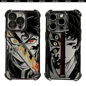 Anime Demon Slayer Plating Case For iPhone17 16 15 14 13 12 11 Promax Pro Plus Air & Samsung S26 S25 S24 S23 S22EDGE Ultra Plus FE  Anime lover Clear soft TPU Shockproof Phone Protective Cover Gift For Birthday Thanksgiving Christmas demonslayer