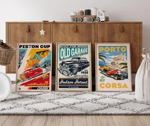 Set of 3 Movie Poster - Cars Poster - Lightning Radiator Springs Poster,