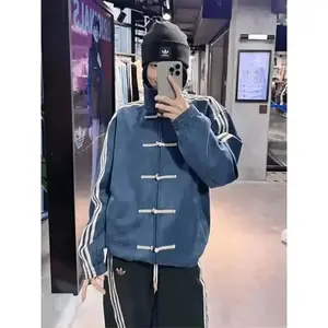 New Chinese Style Baseball Jacket with Button Design for Men And Women Spring Autumn Stand Collar Sporty Open Cardigan