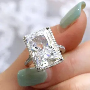 Bright Rectangular Eye-catching Ring Fashion Simple moissanite rings big engagement ring wedding ring gift Cz Stones
