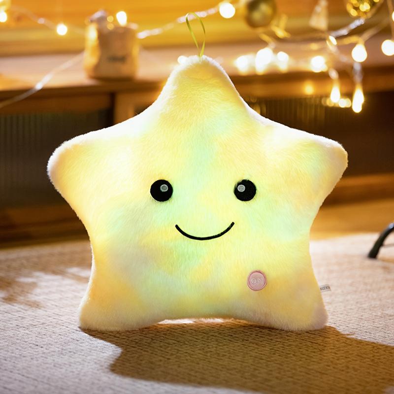 1PC Light Up Star Plush, Soft Stuffed Animal with Steady/Flashing Glow, Battery Operated, Bedroom Decor Night Light, Perfect Birthday/Christmas Gift for Toddlers Boys Girls