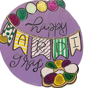 Mardi Gras Round Door Hanger Decor Hanging Hangable Ornaments for Festive Home Decor