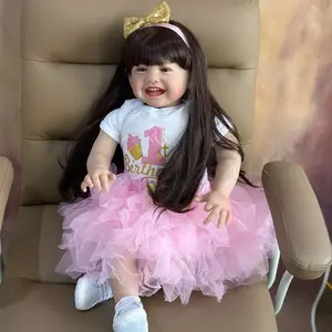 Lifelike 60 CM 24 Inch Soft Vinyl Reborn Baby Doll For Girl Vinyl Princess Toddler Dress Up Alive Bebe Play House