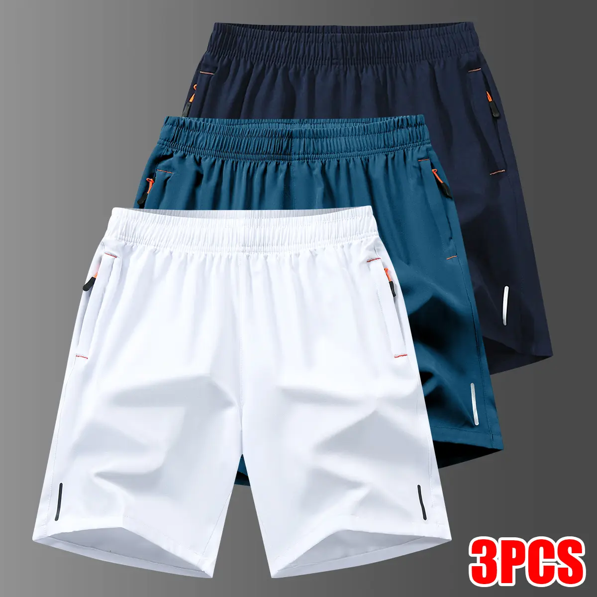 Men's 3-Pack Quick-Dry Athletic Shorts, Basic Breathable Casual Bottoms with 3 Pockets and Drawstring Waist for Gym & Running, Men's Shorts, Active, M, Sporty Chic