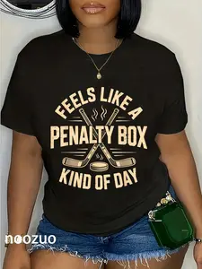 100% Cotton Feels Like A Penalty Box Kind Of Day Funny Hockey T-Shirt