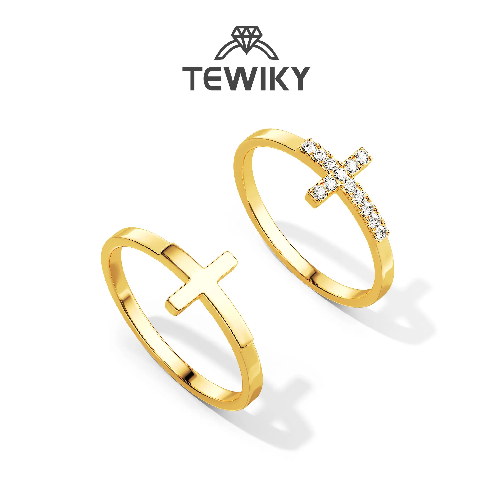 Tewiky Cross Rings For Women Girls Dainty Trendy Stackable Ring Set Thin Cz Cross Finger Rings For Women Non Tarnish Simple Statement Rings Wedding Bands Jewelry Size 5-10 For Easter summerwins