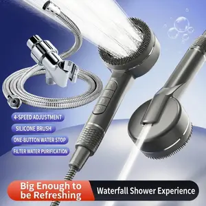 Prague Piano Key Shower Head, Super Powerful Water Output, 1.5m Encrypted Tube, Punch-Free Wall Rack, Household Bathing Hose Set