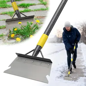 Floor Scraper Long Handle - Weed Scraper Tool,Multifunctional Garden Cleaning Flat Shovel,Heavy Duty Metal   for Lawn Edging,Sidewalk Weeding,Driveway Steps Snow Shovel Ice Removal 60"