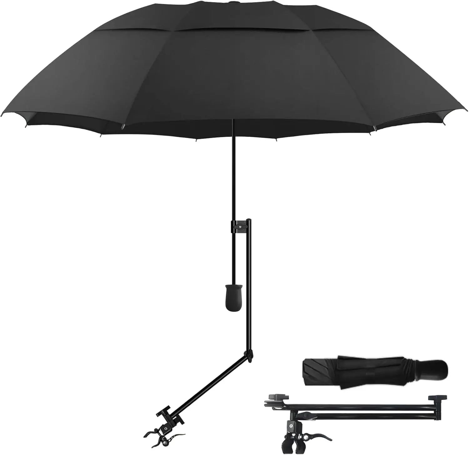 UPF 50+ Golf Umbrella with Adjustable Universal Clamp, Portable Umbrellas for Rain, Manual Open & Close, for Beach Chair, Golf Cart, , Bleacher, Patio
