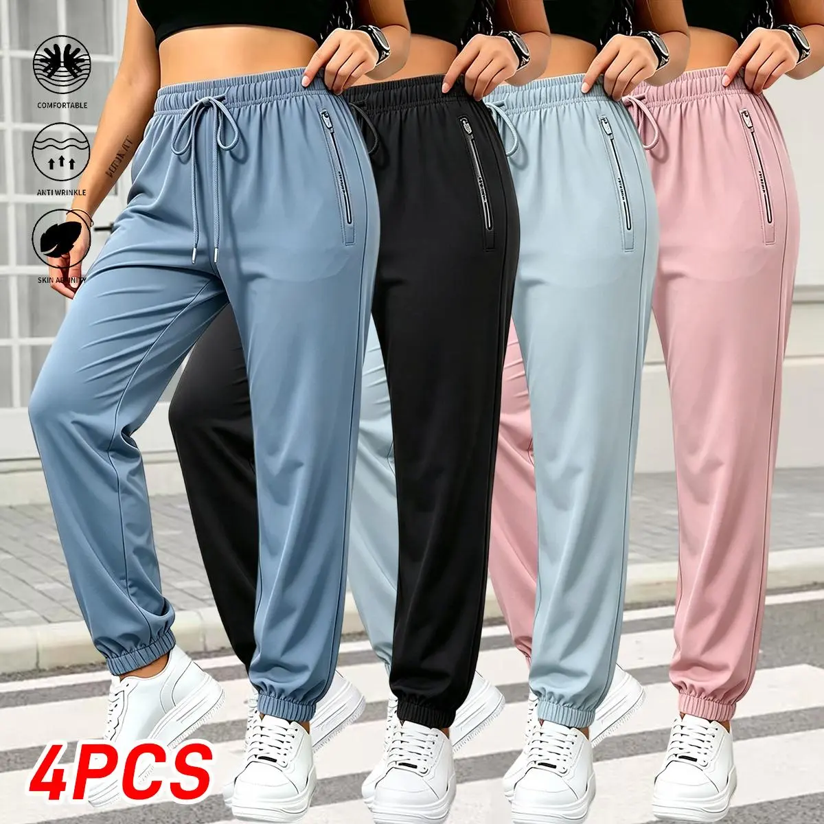 Mist Blue + Black + Light Gray + Pink