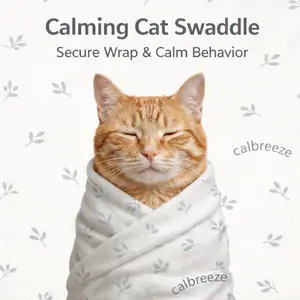 Cat Grooming Wrap - Anti Bite & Scratch Proof Self-Adhesive Blanket for Nail Trim/Vet/Ear Care | Thick Strap Escape-Proof Design