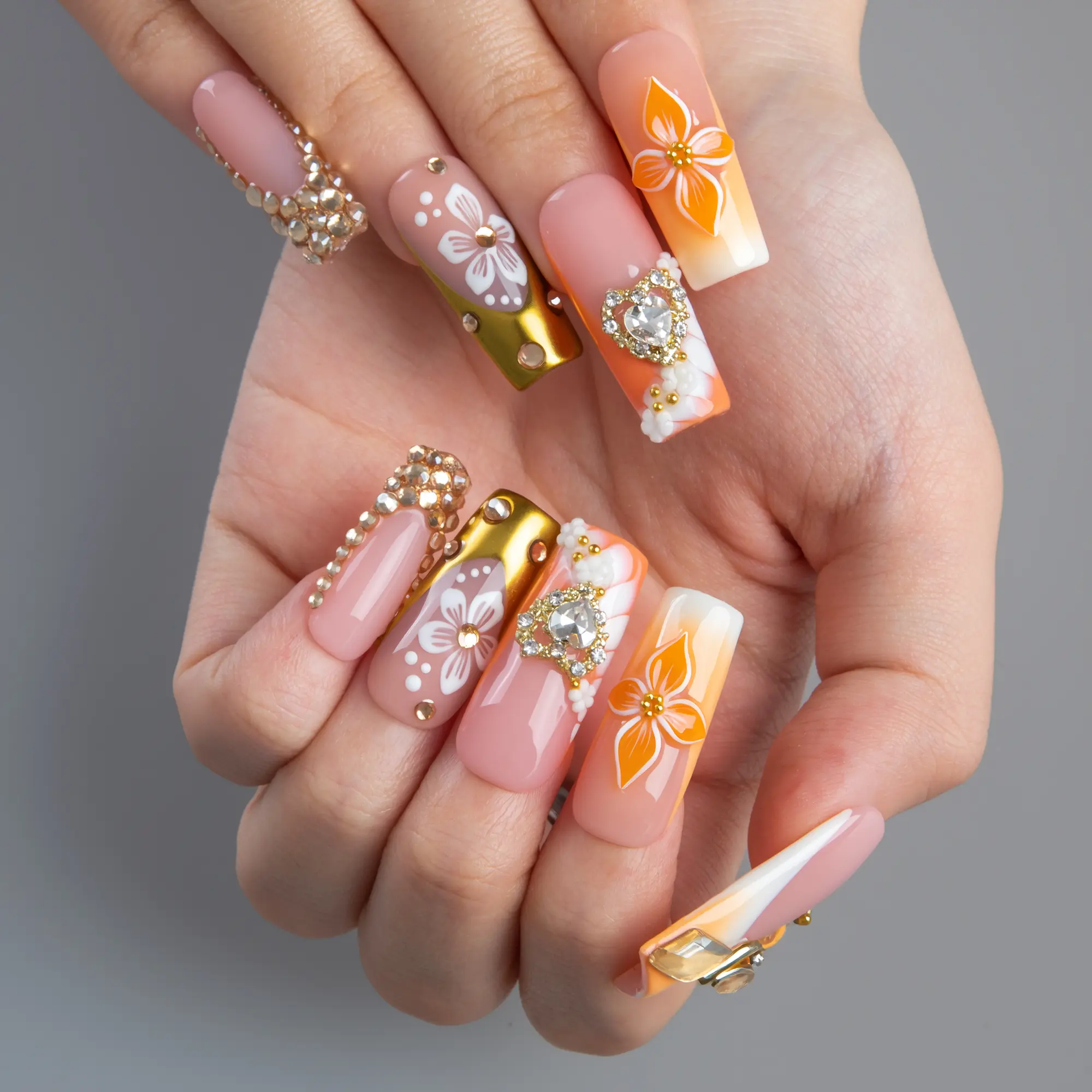 Lovful | NEW DROP Collection Handmade Acrylic Press On Nails | 10PCS Reusable | Salon Quality 3D Flower Rhinestones #DealsForYouDays