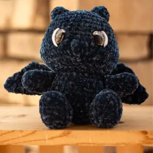 Midnight Blue Dragon Stuffed Animal Plushie/Amigurumi/Crocheted Dragon