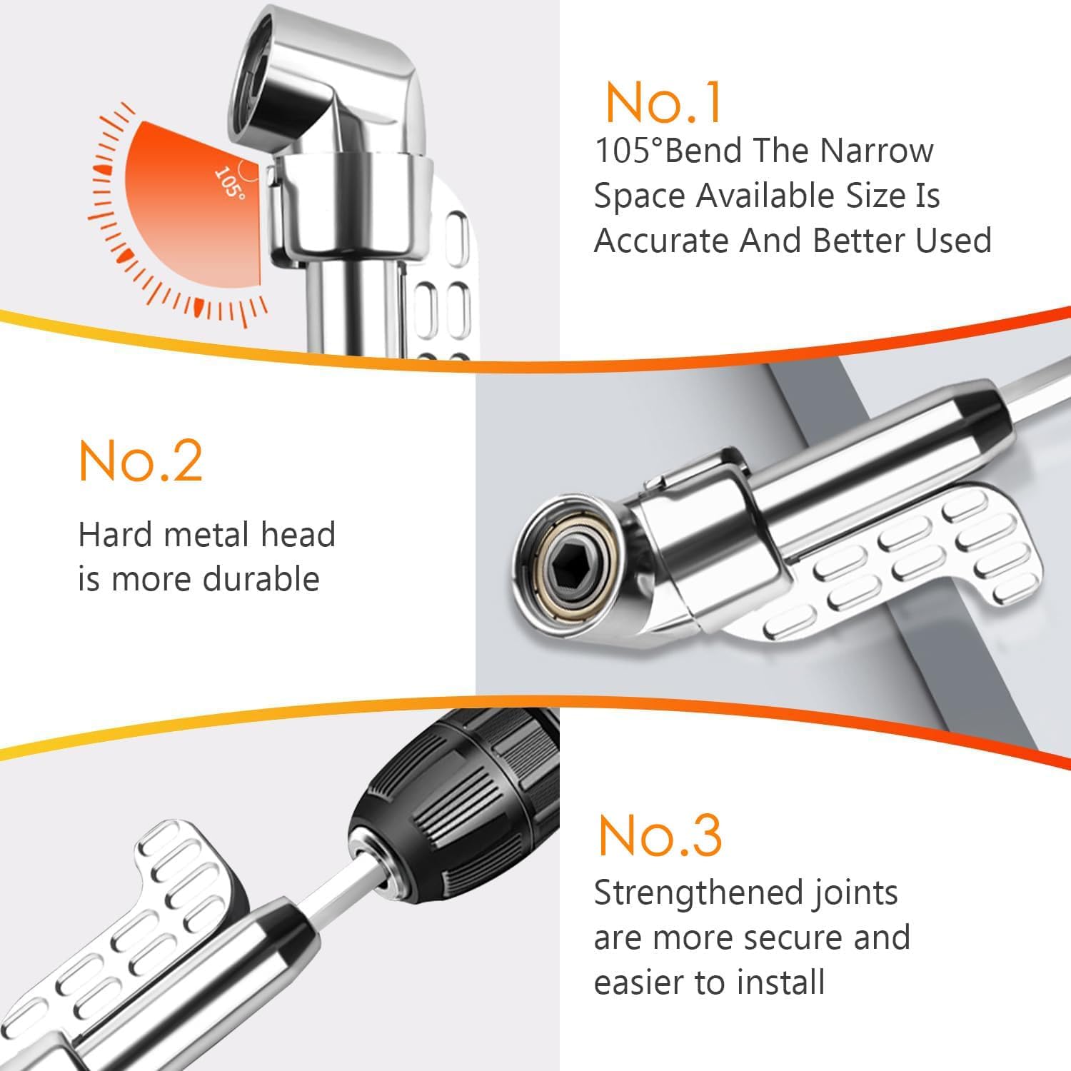 Right-Angle Drill Bit Accessory Set(3pcs) with Multi-function Bend Screwdriver Bit Include 2Pcs  105° Right Angle Drill Attachment 10 Short Screwdriver Bits Screwdriver Bit Kit  Suitable for Narrow Spaces Bits for Heavy-Duty Tool Kit angle drill adapter