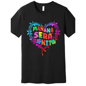 Karols 's Spanish Birthday T-Shirt - 180g Heavyweight Short Sleeve with "Manana Sera Bonito" (Tomorrow Will Be Beautiful) & Karols Logo Heart Design - Casual Round Neck Spanish Phrase Shirt for Parties & Casual Attire
