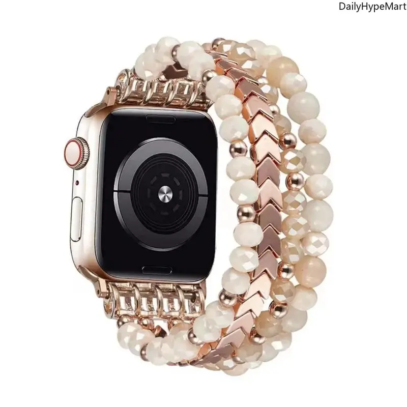 Women's Handmade Beaded Elastic Wearable Chic Wristband - Basic Glamorous Smart Watch Accessories for Series 1-9 SE 38-45mm, Back to School Outfits Accessories for Women