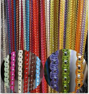 Door String Curtain, Wall Panel Fringe Window Room Divider Blind, Home Patio Bedroom Decorative Tassel Screen Ribbon Strings Strip Silver Thread Screen for Wedding Coffee House (Multi-Color)