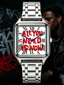 New Men's Quartz Watch, Square Dial, Simple Elegance, American Vintage Style, Waterproof Quartz Watch with Backup Battery Included