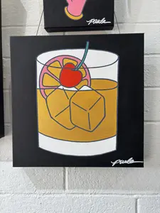 The Black Series - Make It A Double - Original Artwork by Paula Hathaway 14"x14"x1.5"