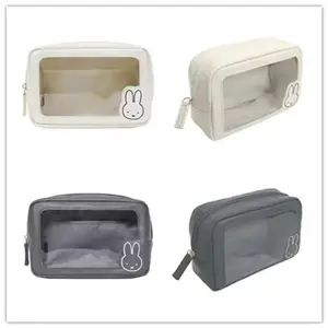 Kawaii Miffys Translucent Makeup Bag Large Capacity Waterproof Portable Travel Toiletry Storage Bag Cartoon Pen Box Gift Toy