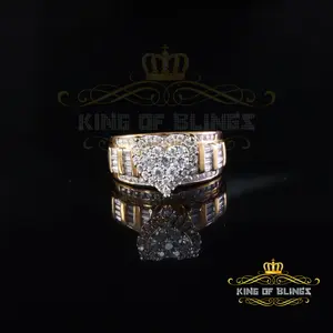 King of Bling's Women's Heart Cindarella Ring 925 Yellow Silver1.20ct VVS D Clr. Moissanite sz 7