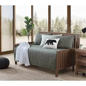 Eddie Bauer 39" X 75" Troutdale Daybed Quilt Bonus Set Green: Coverlet with Pillows & Shams