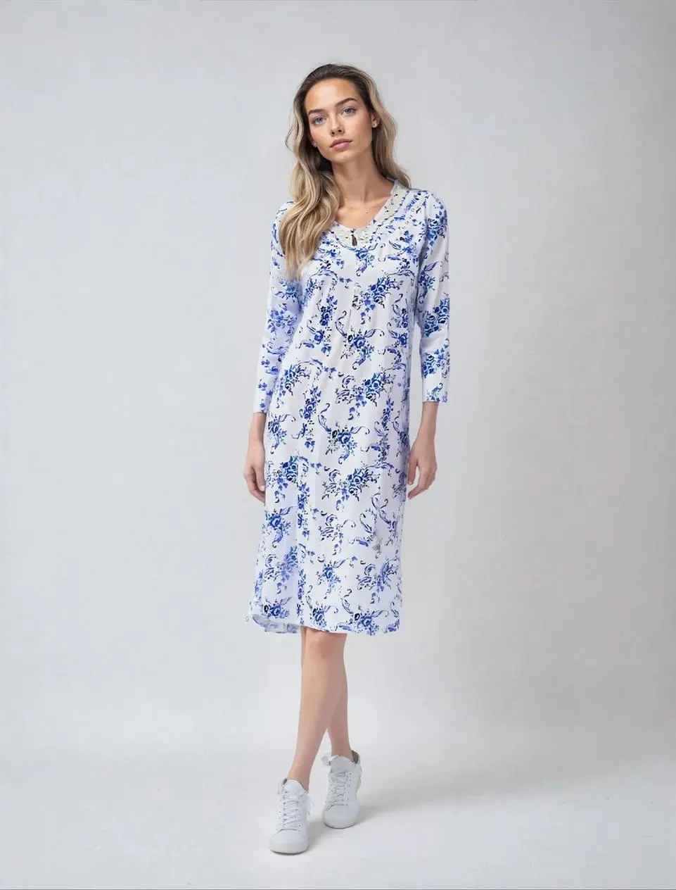 *CHOOSE YOUR COLOR* Pretty Woman 100% Cotton Long Sleeve Nightgowns Soft Breathable Pajama Dress for Women Comfortable Sleepwear Homewear - Womenswear