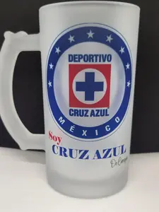 AZUL frosted glass 16oz for those who love soccer