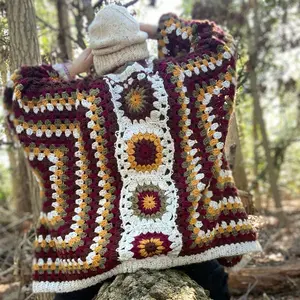 Oversized Dirty Hippie Hexagon Cardigan Knitwear Women Crochet