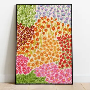 Abstract Floral Botanical Print: Colorful Oil Pastel Wall Art | Unframed B