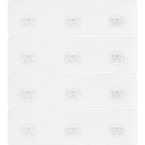 4 Pack Shower  Adhesive Replacement, Shower Shelf  Adhesive Hooks, No Drilling, Transparent  Strips for Bathroom Shelves & Kitchen Racks