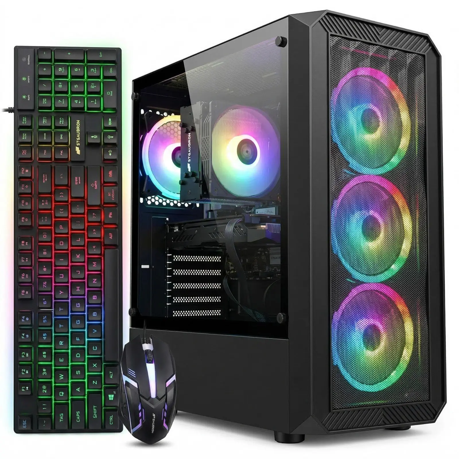 STGAubron Gaming PC Computer, Intel Core i5-13400F up to 5.0GHz, GeForce RTX 3050 6G, 16G DDR4, 512G SSD, WiFi 6, BT 5.2, RGB Fan x4, Windows 11 Home