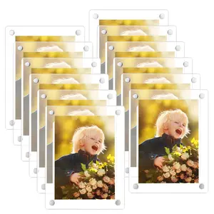 Child Growth Display Stand, Small Desktop Acrylic Magnetic Frame, Transparent Thin Design, Perfect for Photos, Home Decor