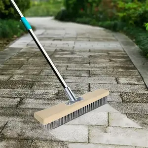 Durable Stainless Steel Floor Brush, Effortlessly Remove Moss & Grime, Ergonomic Handle for Outdoor & Indoor Use, Reusable Cleaning Tool