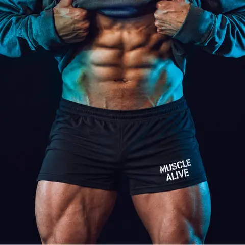 Men's Cotton-Spandex Athletic Shorts - 3" Inseam, Adjustable Drawstring Elastic Waistband, Pocketless Power Workout Spandex Shorts for Gym, Fitness, Elastic Waist Short