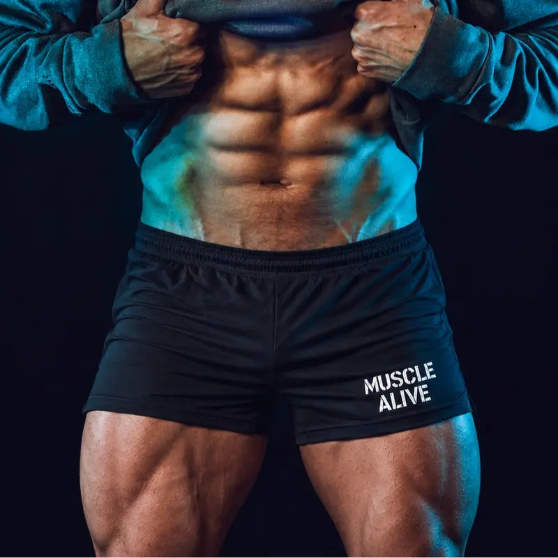 Men's Cotton-Spandex Athletic Shorts - 3" Inseam, Adjustable Drawstring Elastic Waistband, Pocketless Power Workout Spandex Shorts for Gym, Fitness, Elastic Waist Short