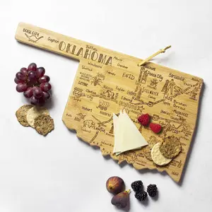 Destination Oklahoma State Shaped Cutting Board, Charcuterie and Serving Board – Gift for Oklahoma Lovers, Home Décor or Kitchen Use