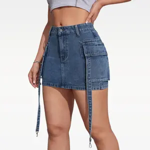 Vogatiques Womens Denim Mini Skirts Summer Trendy Going Out Beach Outfits Comfort Low Waist Cargo Denim with Pockets DSKIRT231122 Womenswear Bottom