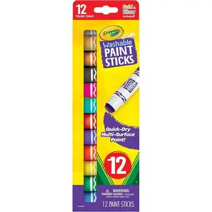 Quick Dry Paint Sticks (12ct), Washable Paint Set for Kids, Multi-Surface Arts & Crafts Supplies, Assorted Colors, Kids Gifts