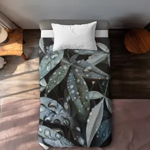 Begin Home Decor C1DCTSW0G7SRMH Twin Size Leaves After Rain - Brown Hyperrealist Duvet Cover - Home Decor