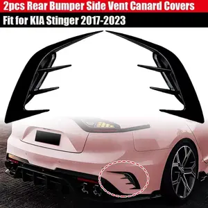 Car Rear Bumper Side Ventilation Grill C-Type Duck Wing Cover, Ventilated Cover, 2-Piece Set, High Gloss Automotive Decorative Accessories