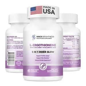 L Ergothioneine Supplements with Hyaluronic Acid & Collagen for Women, Non-GMO, Gluten Free, Vegan, for Longevity & Healthy Aging, 60 Capsules