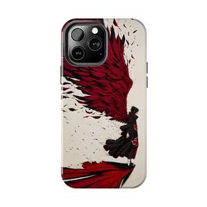 Red Wing Ninja Shadow Avenger Case for iPhone 17-7 Pro Max Plus & Samsung Galaxy S25-S21 Ultra Plus - Crimson Wings Minimalist Aesthetic Phone Cover