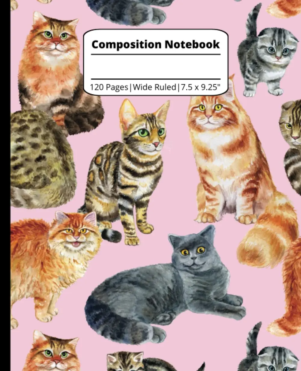 Composition Notebook - Cute Cat Journal, Fun Kitty Pattern for Cat Lovers (Wide Ruled, 120 Pages, 7.5 x 9.25")