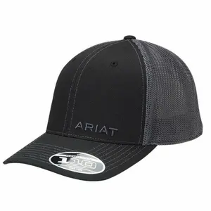Ariat Unisex Baseball Cap Mesh Snap Back Black Patch Cap Hats