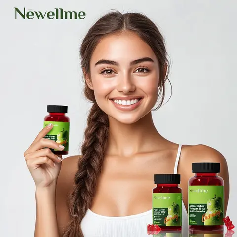 Newellme Updated Vitamin B12 Cider Vinegar Gummies - 30 Pieces Natural Chewable Wellness Supplement for Adults' Digestive Health & Detox Support