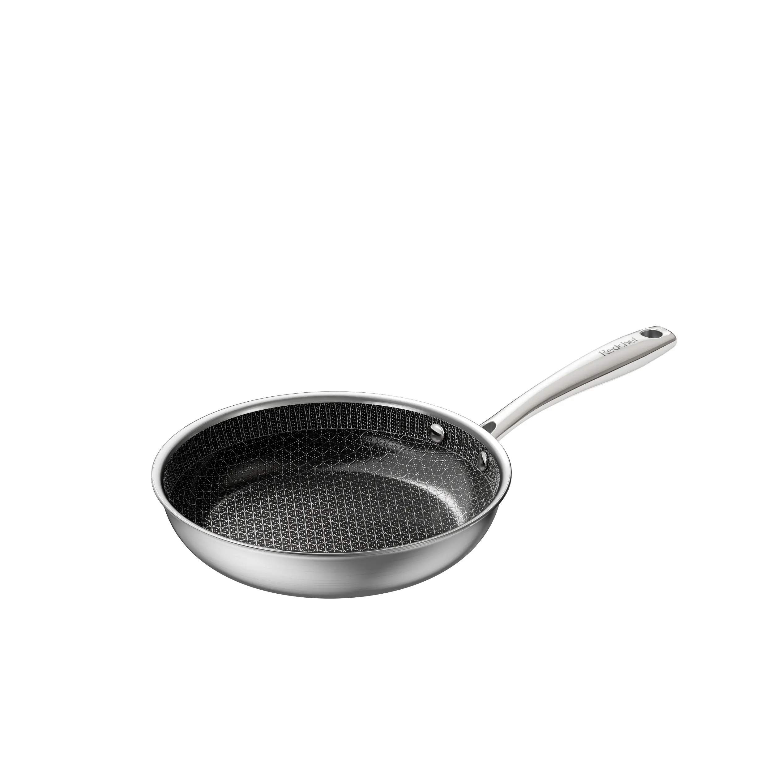 Redchef Hybrid Ceramic Nonstick Frying Pan - Cookware with Stay-Cool Handle, Dishwasher Safe, Oven Safe, Induction Compatible, Tri-Ply Stainless Steel & Aluminum, For All Cooktops, Pans & Woks, Ceramic Nonstick Pans & Woks